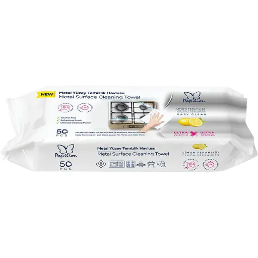 Вологі серветки Papilion для чищення металевих поверхонь 50 шт.