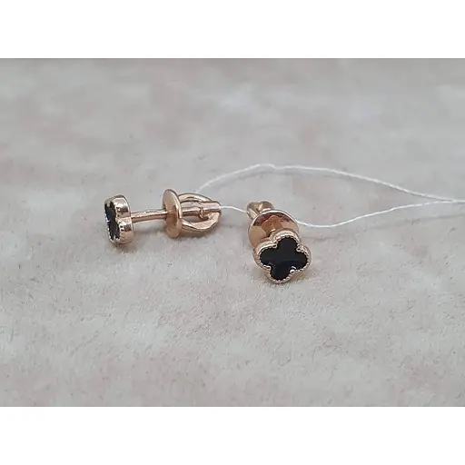 Золотые серьги Астор Клевер с эмалью. 3132560 - фото 3