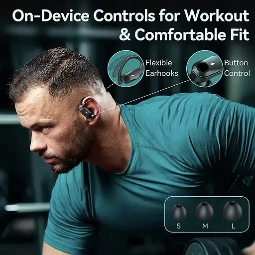Спортивні бездротові Bluetooth навушники TWS T59, з індикатором заряду і кнопками управління та LED-дисплеєм - фото 10