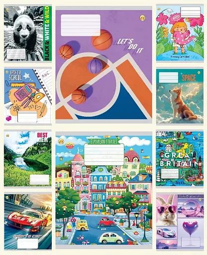 Зошити учнівські 24 аркуша лінія Тверда Мікс 1, 20 шт. в упаковці