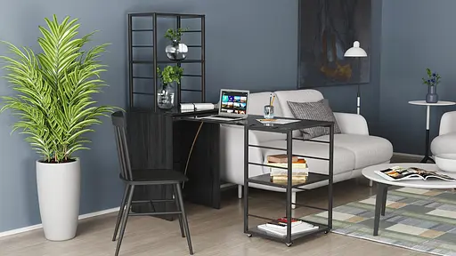 Стіл-тумба трансформер Смарт 3/1 з етажеркою Ferrum-decor 1430x1450x500 Чорний метал ДСП Сосна Кембра 16 мм (FRD-105111) - фото 10