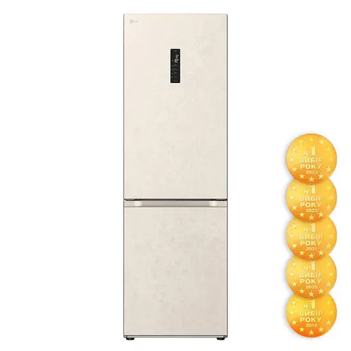 Холодильник LG с нижней морозильной камерой 186x60х68, холод.отд.-234л, мороз.отд.-110л, 2дв., А++, NF, инв., дисплей снаружи, зона освещения, Metal Fresh, бежевый - фото 4