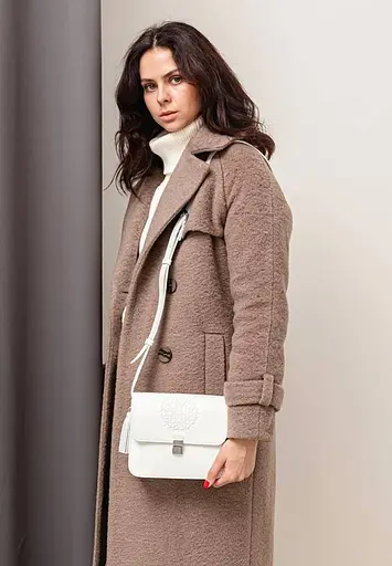 Шкіряна жіноча бохо-сумка Лілу біла - фото 2