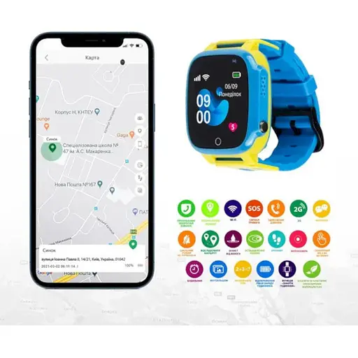 Smart Watch AmiGo GO008 MILKY GPS Wi-Fi Blue/Yellow RU UCRF - фото 6