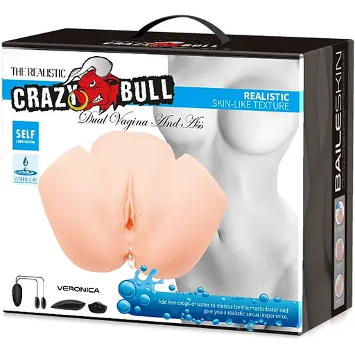 Мастурбатор з подвійною вібрацією і двома входами Crazy Bull-Veronica Dual Vagina and Anal, BM - 00900T72ZK, Телесный - фото 13