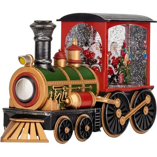 Новогодний ночник Xmas WDL-2110 Винтажный Паровоз ночник с эффектом снежного вихря от батареек - фото 1