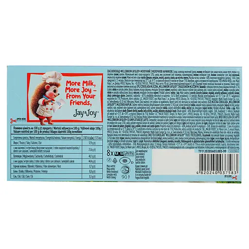 Шоколад Millennium Jay&amp;Joy молочный с молочной начинкой 90 г - фото 2