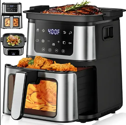 Аерогриль фритюрниця Domotec MS-3225 7 л 2 нагрівальних елементи сенсорне управління 3500 Вт Чорний - фото 3