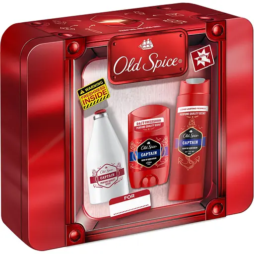 Подарунковий набір Old Spice Captain: лосьйон після гоління 100 мл + дезодорант-стік 50 мл + гель для душу 3-в-1, 250 мл + металева коробка - фото 2