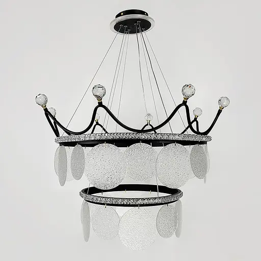 Підвісна чорна люстра у вигляді корони Ø 68 см | Арт. NO2-680 BK | Line F - фото 1