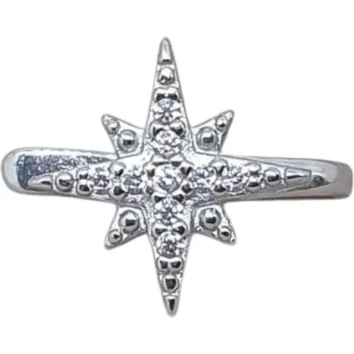 Серебряная серьга-пирсинг в нос Ирий Звезда (без прокола, обманка). 6032