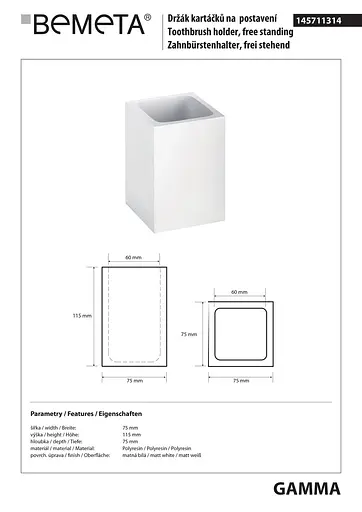 Склянка настільна Bemeta Gamma 145711314 білий - фото 2