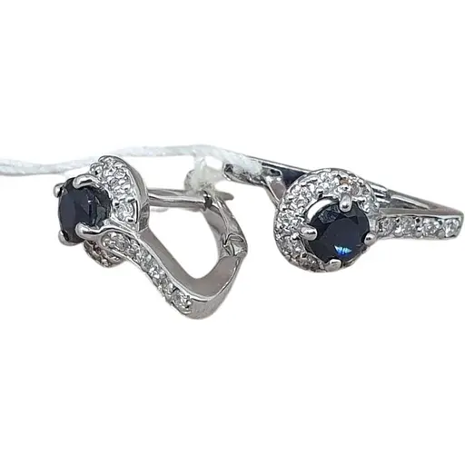 Золоті сережки Гаразд з діамантами і сапфірами. 3033353Б