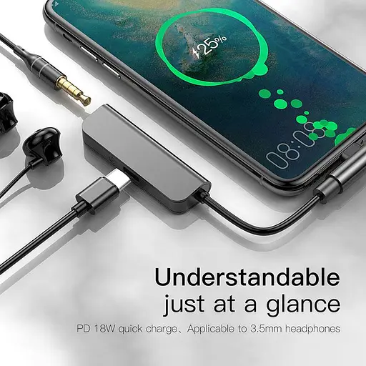 Адаптер Baseus L53 Type-C to 3.5 мм AUX Macbook support PD 18W - фото 4