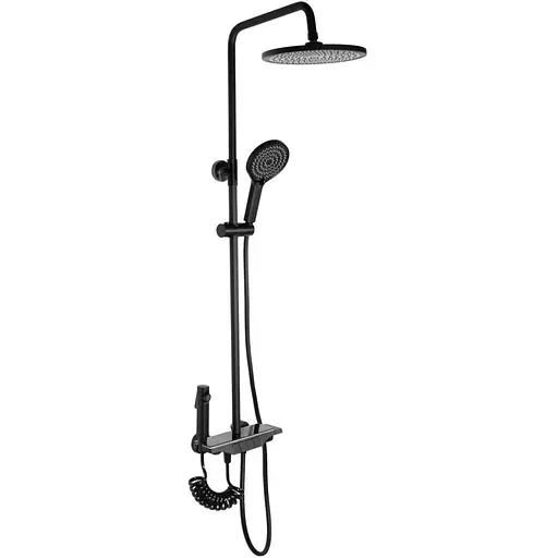 Душова система Rea Savio Led black з термостатом REA-P8410, Чорний матовий - фото 1