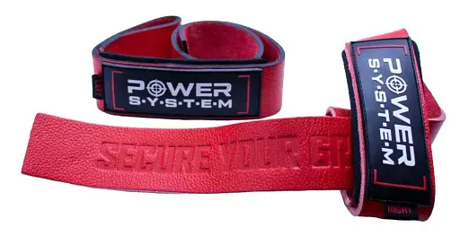Кожаные лямки для тяги Power System PS-3320 Leather Straps Red (3320RD-0) - фото 1