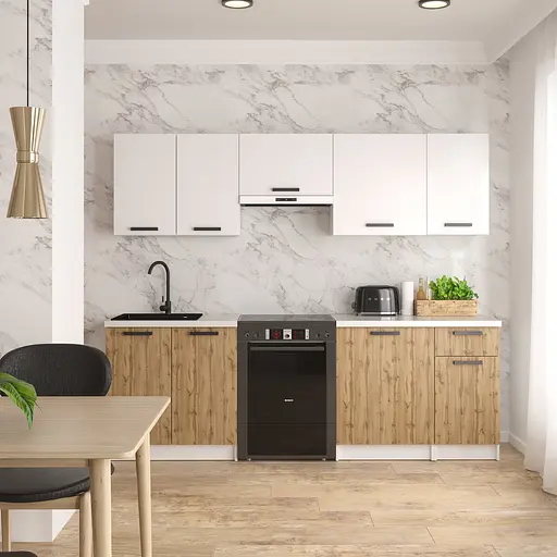 Кухня модульна MebelStar Nika 2,4 м Аляска білий/Дуб тахо (MBS-1462)