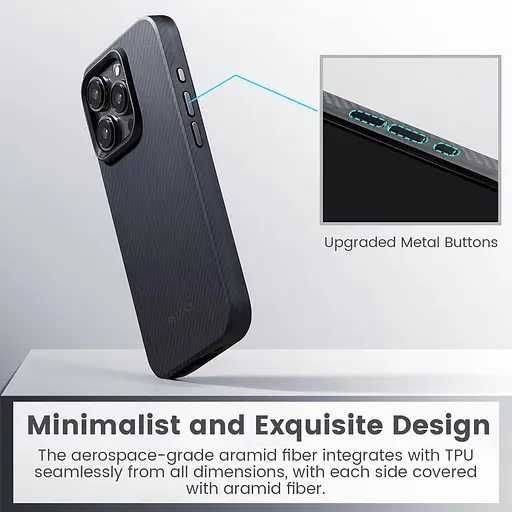 Оригинальный противоударный чехол iPhone 15 Pro Max Pitaka Military Grade MagSafe MagEz 600D Black/Grey - фото 2