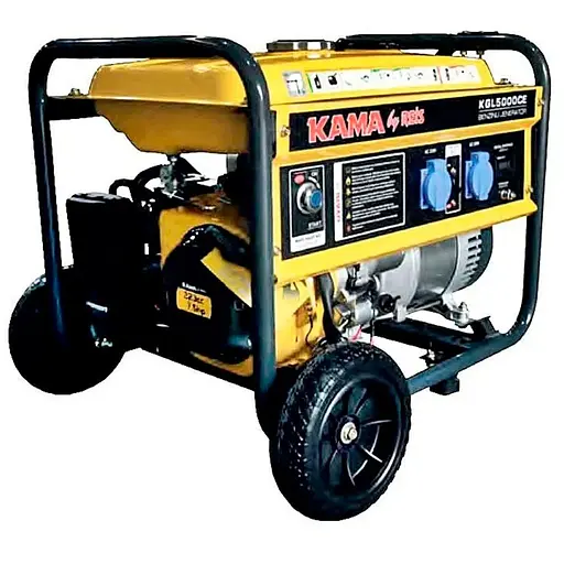 Бензиновый генератор KGL5000CE, 1-фазный 230V, 50Hz, 5kVA/3.5kW, бак 17 л, расход 1.3 л/час, пуск: ручной/стартер, 640х490х595 мм, 48 кг