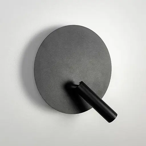 Чорне бра зі спотом у круглому корпусі Ø 20 см Line F Арт. WJ034/200 BK - фото 4