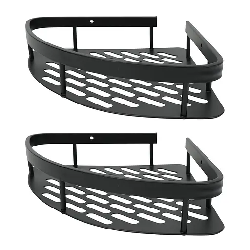 Набір металевих полиць для ванної кімнати Fabrika OPAL 2 шт чорні+подарунок йоржик для унітазу Fabrika PRACTIС White - фото 2