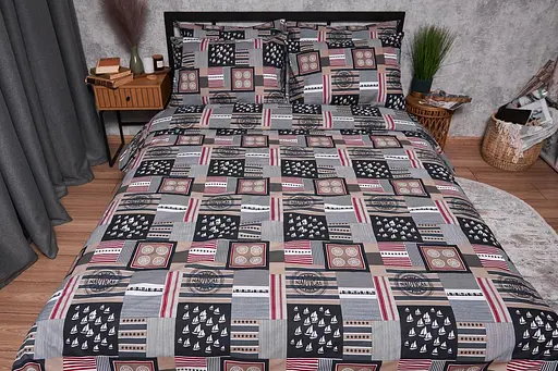 Комплект постільної білизни Moon&Star Бязь Gold Люкс Nautical King Size 220x240 наволочки 4х50х70 - фото 4