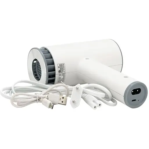 Беспроводной фен Voltronic 2600 mAh, 2 режима (от батареи только холодный режим), зарядка от 220V + microUSB, 145х70х199, White - фото 4