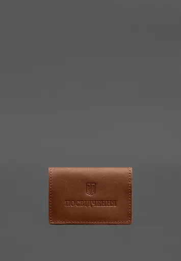 Кожаная обложка для пенсионного удостоверения светло-коричневая - фото 2