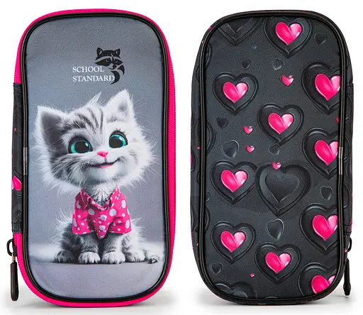Пенал шкільний для дівчинки з Котиком м'який School Standard (PSS-147)