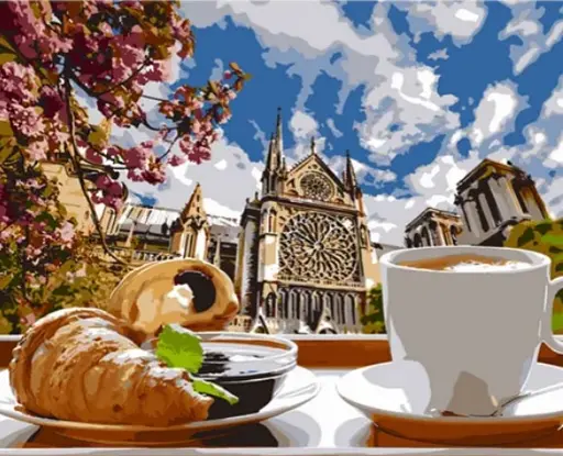 Набор для росписи по номерам Завтрак в Лондоне, на цветном фоне, 40x50 см, MZ075