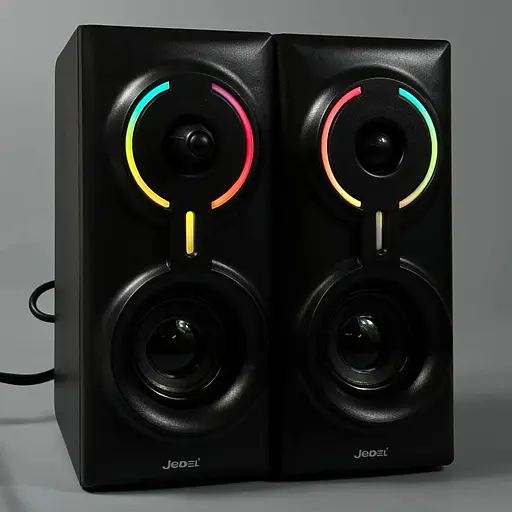 Настільні колонки Jedel S-570 з LED підсвічуванням 2x3W та bluetooth адаптером чорний - фото 3