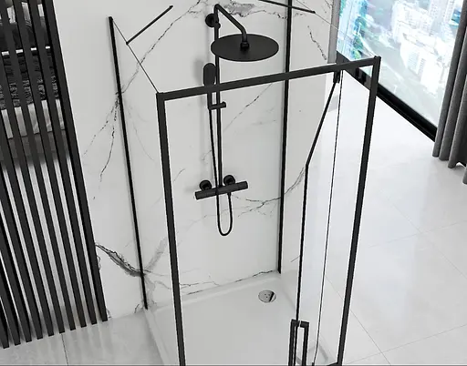 Душевая кабина Rea Rapid Swing 100x80 black пристенная REA-KPL-009955, Черный матовый, Универсальная, прозрачная - фото 4