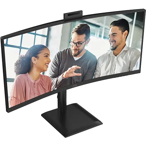 TFT 34" AOC CU34E4CW, WQHD, VA, 120Гц, выгн., 2xHDMI, DP, USB-C, RJ-45, USB-hub,cam,HAS, кол.,черный - фото 4