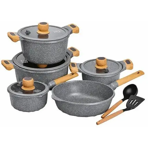 Набір посуду MGC 8 предметів з антипригарним покриттям 1,9/2/3/3,2/5,3 л сірий HP-4-404G