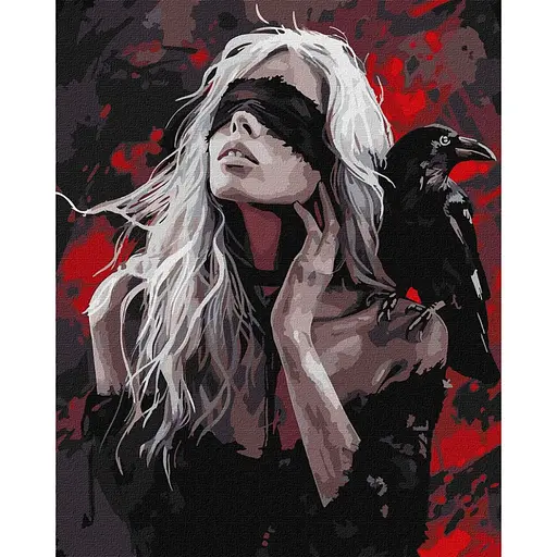 Картина по номерам "Дівчина і ворона" ©art_selena_ua KHO8687, 40x50 см
