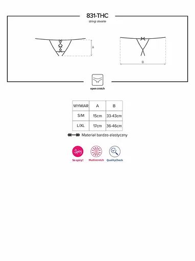 Стринги с открытой промежностью Obsessive 831 L/XL черный - фото 6