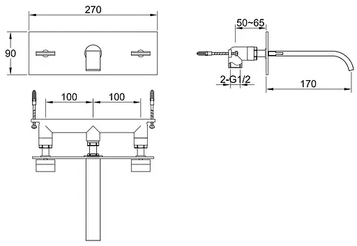 Смеситель для умывальника Kohlman Axis chrome + BOX скрытого монтажа QW195N Хром - фото 3