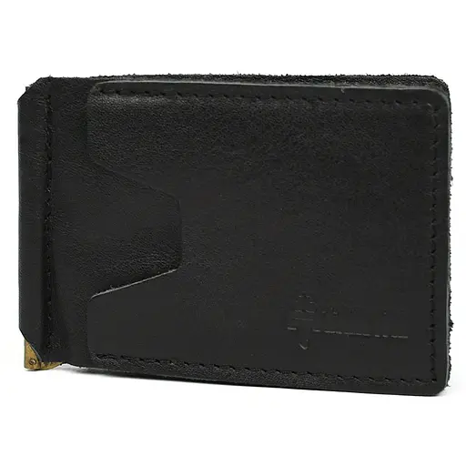 Зажим с монетницей кожаный черный Наппа Tarwa 11.5х8х1 см acs0032187 - фото 2