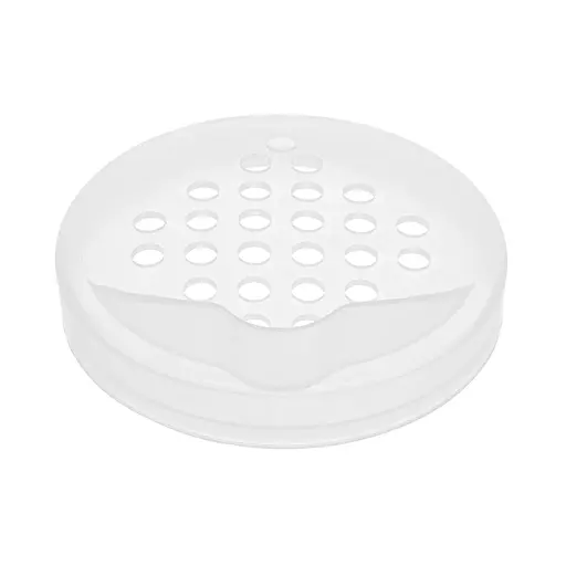 Крышка-дуршлаг полиэтиленовая на банку сливная для слива рассола, маринада, компота из банки Белый 87996 - фото 1