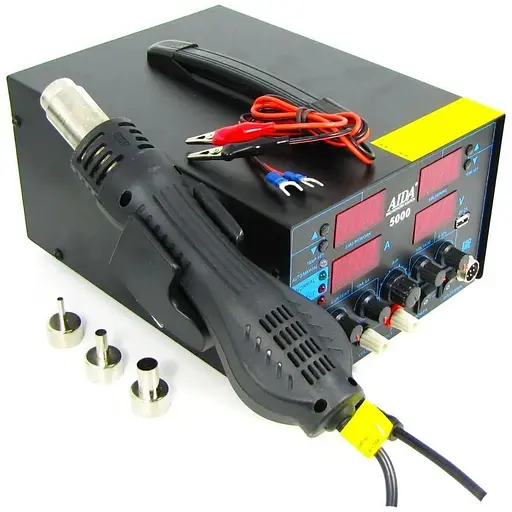Паяльная станция Aida 5000 фен, паяльник, блок питания 30V 5A, USB A 5V 2A, цифровая индикация - фото 1