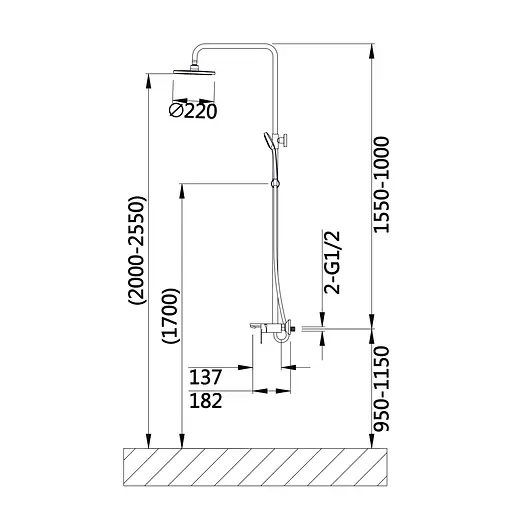Душова система універсальна Qtap Aries на три споживача (з виливом) QTARI111CRM45560 Chrome, Хром - фото 2