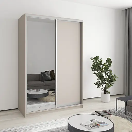 Шафа-купе дводверна MebelStar Стандарт AL ДСП/Дзеркало 140x60x210 см Кашемір (MBS-2436)