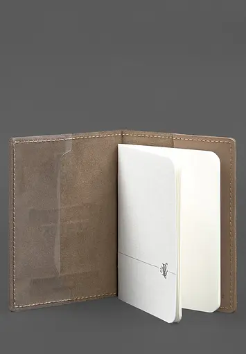 Кожаная обложка для военного билета 7.0 светло-бежевая Crazy Horse - фото 6