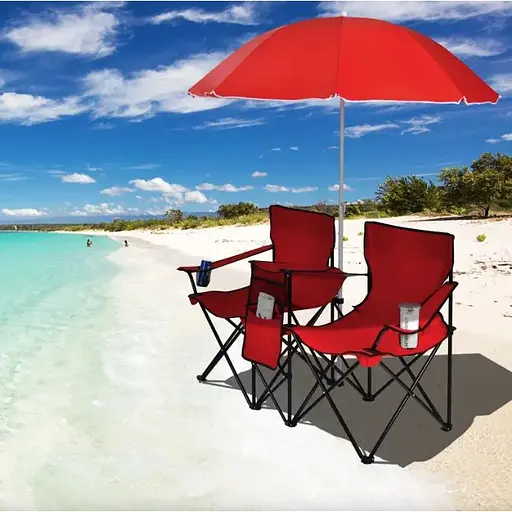 Комплект раскладных стульев Costway Parma с зонтиком красный - фото 4