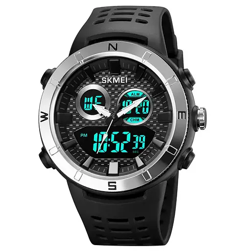 Годинник чоловічий наручний спортивний Skmei 2014 (Чорний з сріблястим) - фото 3