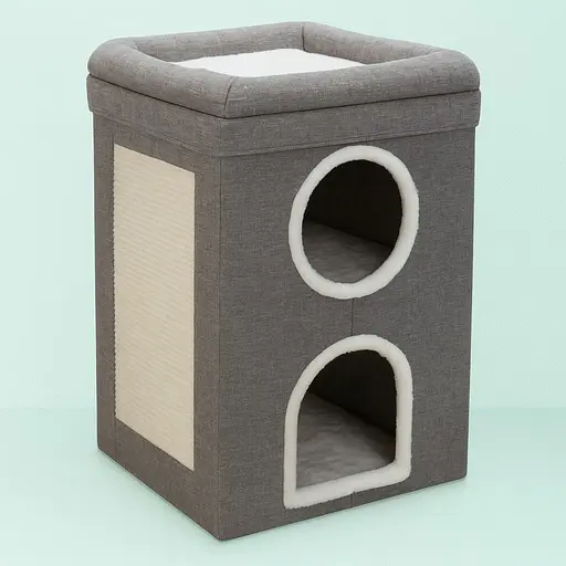 Дряпка-будиночок Trixie Saul для котів сизаль/плюш сіра/біла 39х39х64 см [CD] - фото 3