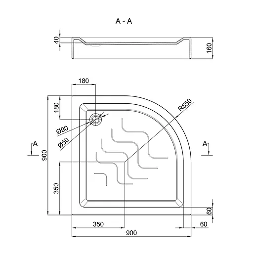 Душовий піддон Lidz Kupala ST90x90x16 Білий - фото 2