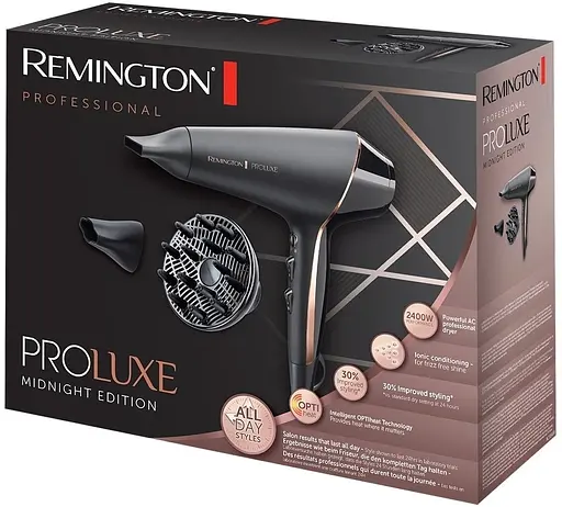 Фен Remington ProLuxe Midnight Edition, 2400Вт, 3 режима, диффузор, ионизация, холодный обдув, черный - фото 3