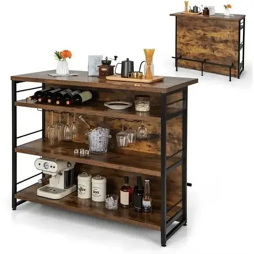 Тумба Costway Dent двухсторонний домашний бар в стиле Loft - фото 5