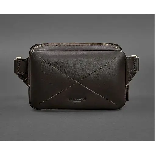 Шкіряна поясна сумка Dropbag Mini темно-коричнева - фото 1